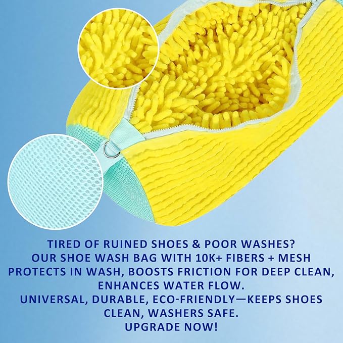 Shoe Washing Machine Bag Reusable Shoe Cleaning Bag for All Types Laundry Shoe Bag for Washer and Dryer (Yellow 1pcs)
