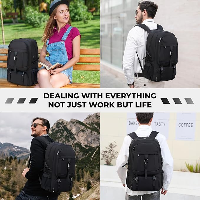 17.3 Inch gym backpack with shoe compartment,50L Multiple Compartments Backpacks, Airline Approved Carry on Travel Daypack Anti Theft with USB Charging Port,for Men Women Travel Work Business