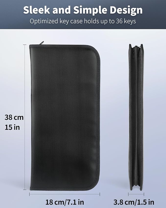 Uniclife Zippered Key Case Organizer Waterproof and Fireproof Key Binder with 36 Hooks and Tags Portable Key Storage Book for Offices Real Estate Agencies Hotels and Rental Management