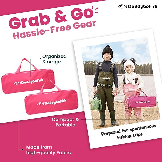 DaddyGoFish Kids Fishing Pole - Rod Reel Combo Tackle Box Starter Set - First Year Small Gear Kit for Boys Girls Toddler Youth Age Beginner Little Children