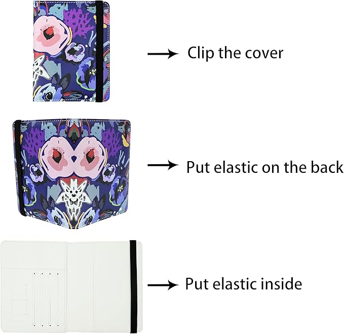 Passport Holder for Women and Men PU Leather Passport Cover for Travel (Floral)