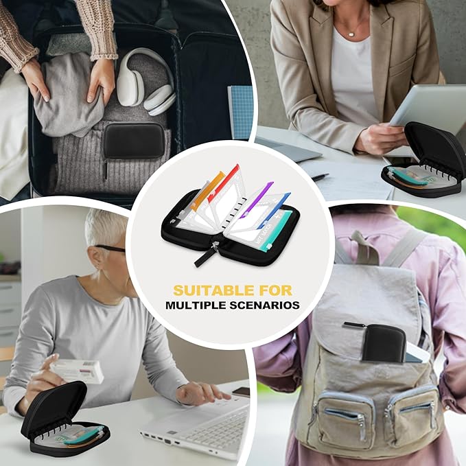 A7-L Water-Proof Pill Pouch Set， Large Pill Organizer, BPA Free, A7-L Pill Loose-Leaf Storage with Color-Coded Medicine Pouches, Reusable Travel Medicine Organizer， Zippered Pill Organizers Weekly