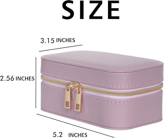 Small Jewelry Travel Case for Women Zippered Leather Small Jewelry Organizer Used For Short Trips Compact Travel Jewelry Case Is Compact Lavender Travel Jewelry Box Travel Gifts For Her