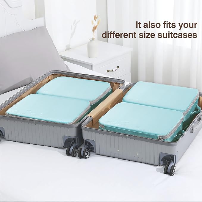 DIMJ Clothes Storage Bag 8 Pack, 19L Compression Storage Bags for Blanket, Sweater, Jacket, Closet, Sheet Storage Organizer with Window Handle, Space Saver Storage Bags with Zipper, Blue