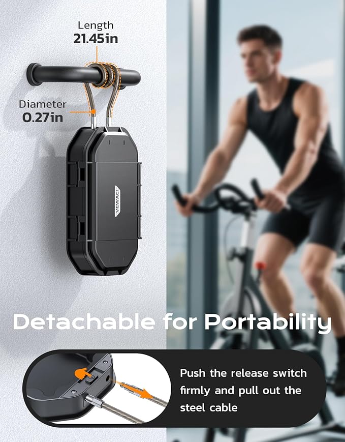 Portable Travel Safe Lock Box Waterproof & Durable, 4-Digit Combination Anti-Theft Personal Beach Safe with Removable Steel Cable, Small Security Case Lock Box for Beach/Travel/Hotel/Dorm