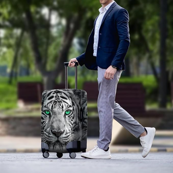 Tiger Animal 3D Printed Travel Luggage Suitcase Cover 30-32 Inch Cover Spandex Suit Case Protector for Carry On Luggage