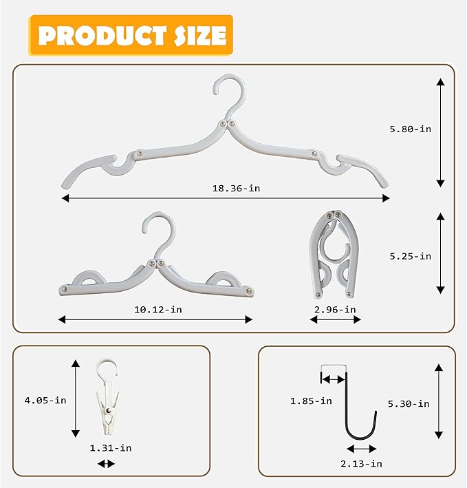Over The Door Hooks Hanger,Foldable Portable Folding Hangers,Hanging Rack,Clips,Essentials for Cruise,Vacation,Camping,RV,Road Trip,Hotel,Business Travel, Student Apartment(White Bag)