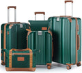 Luggage Set 3 Piece Luggage with PC+ABS Hardshell TSA Lock Spinner Wheels Carry on Lightweight Suitcase,Cup Holder,YKK Zippers (Dark Green, 5 piece sets(20/24/28/DB/TB))