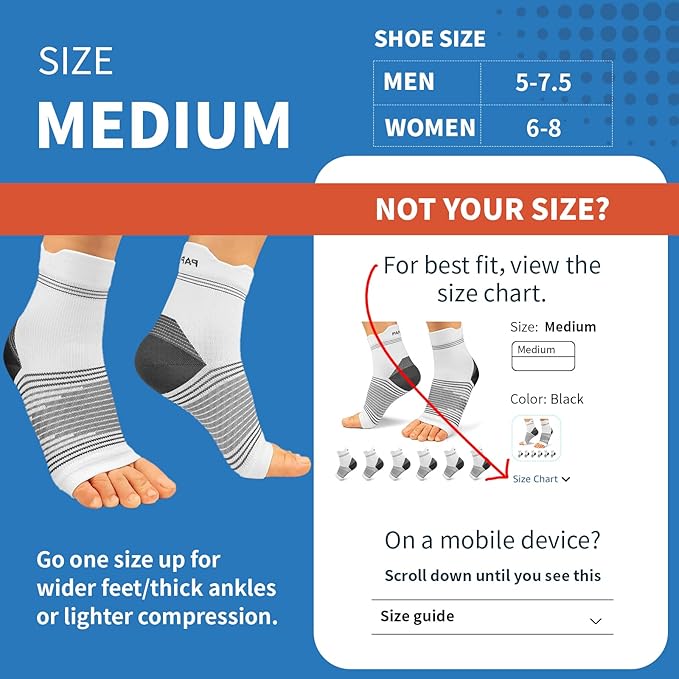 Plantar Fasciitis Sock (6 Pairs) for Men and Women, Compression Foot Sleeves with Arch and Ankle Support (White, Medium)
