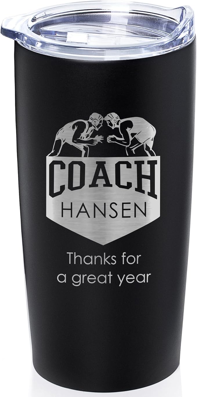Lifetime Creations Custom Wrestling Coach Tumbler - Wrestler Coach Gifts for Men, Best Coach, Thank You Coaches, Wrestling Senior Night Gifts (Matte Black 20 Ounce Cup)
