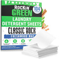 Rockin' Green Travel Laundry Detergent Sheets - Mess-Free Laundry Sheets Detergent Powerful Cleaning with Sodium Bicarbonate - Easily Dissolvable Laundry Soap Sheet (104 Loads, Freshwood Mac)