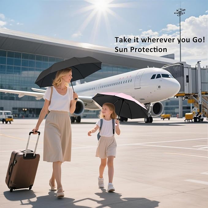 BAODINI Travel Mini Umbrella for Purse With Case Small Compact UV Sun Protection Sun Lightweight Tiny Pocket Umbrella for Women Girls and Men