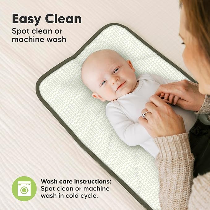 KeaBabies Portable Diaper Changing Pad, Easy Wipe Clean - Foldable Waterproof Baby Changing Mat for Diaper Bag, Compact, Lightweight, 25x13 Baby Changer Travel Essential, Machine Washable (Dark Olive)