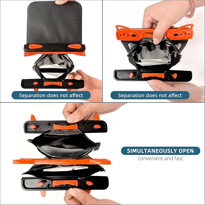 Waterproof Phone Pouch Double Pocket, Floating IPX8 8.5 inch Waterproof Phone Case for Beach Vacation Essentials for Compatible IPhone16 15 14 Pro Max Galaxy S25 S24 Ultra Phone Pouch Orange