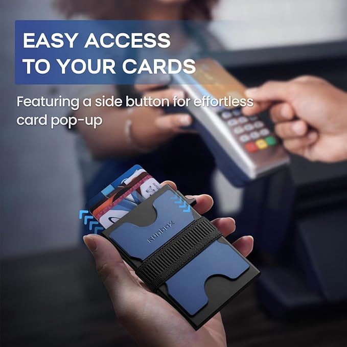Mens Business Card Holder, Slim Card Wallet for Men and Women, Minimalist RFID Blocking Wallet with Pop-Up Function, Thin Design, Metal Cases Holds 6+6 Cards, Gifts for Men, Men's Accessories