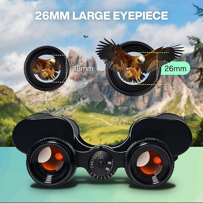 10x25 High Powered Binoculars for Adults, Waterproof Compact Binoculars with Low Light Vision for Bird Watching Hunting Football Games Travel Stargazing Cruise with Carrying Bag