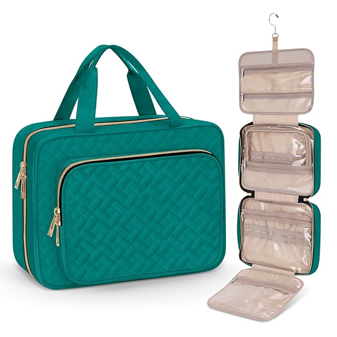 Wedama Toiletry Bag for Women, Large Cosmetic Travel Bag, Hanging Toiletry Bag for Bathroom, Thickened PVC Waterproof Travel Makeup Bag, Toiletries Bag for Travel Business Trips and Camping