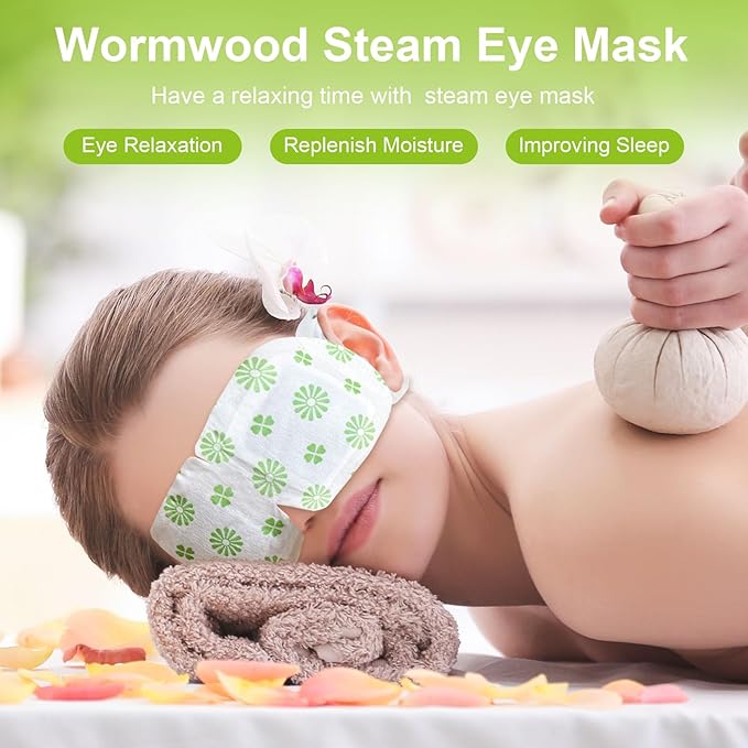 20 Packs Steam Eye Mask, Wormwood Steam Eye Masks Disposable, Self-Heating Relief Heated Eye Mask for Fatigue, Perfect for Home, Sleep, Spa & Travel