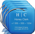 Stainless Luggage Tags for Suitcases 4 Pack: Metal Personalized Luggage Tags for Backpacks & Bags with Customizable Texts (Blue)