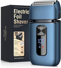 Brightup Foil Shaver Electric Razor & Shavers for Men with Trimmer[150 Min Runtime], IPX6 Waterproof Double Floating Blades for Shaving Face, Cordless/Type C Rechargeable/Travel Lock/LED Display