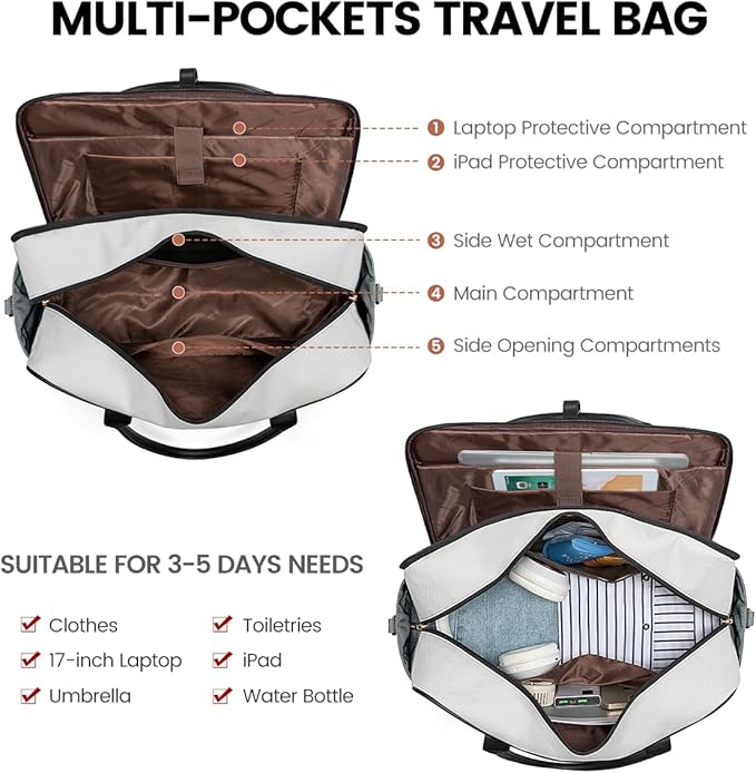 LOVEVOOK Weekender Travel Duffel - Personal Item Duffle Bags for Women with Laptop Compartment, Overnight Bag with Toiletry Bag, Yoga Gym Bag with Wet Pocket, Hospital Bag for Labor and Delivery