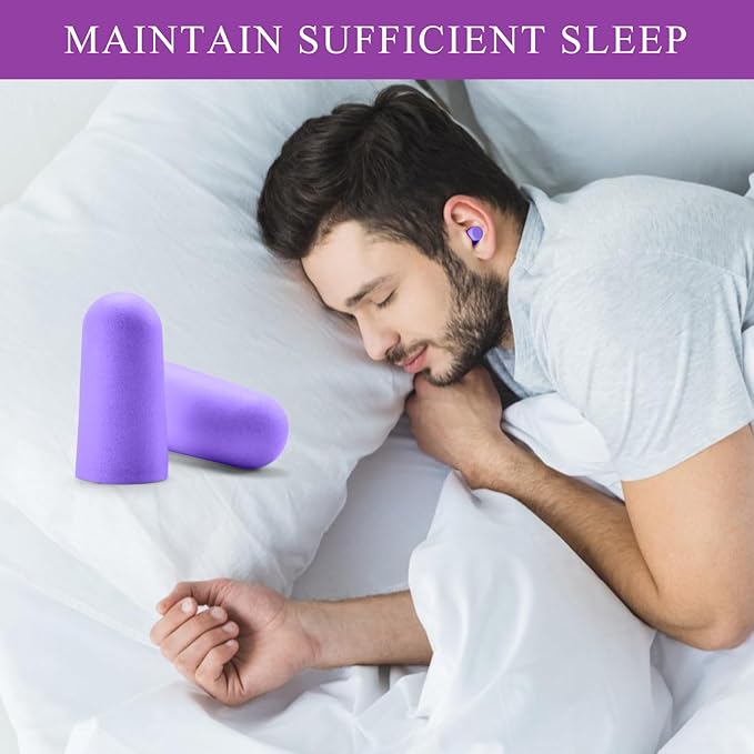 30Pair Soft Foam EarPlugs, 32dB Disposable Sound Blocking Noise Cancelling Ear Plugs for Concerts Loud Music/Shooting Guns/Work Construction, Hearing Safety Protection(Purple)