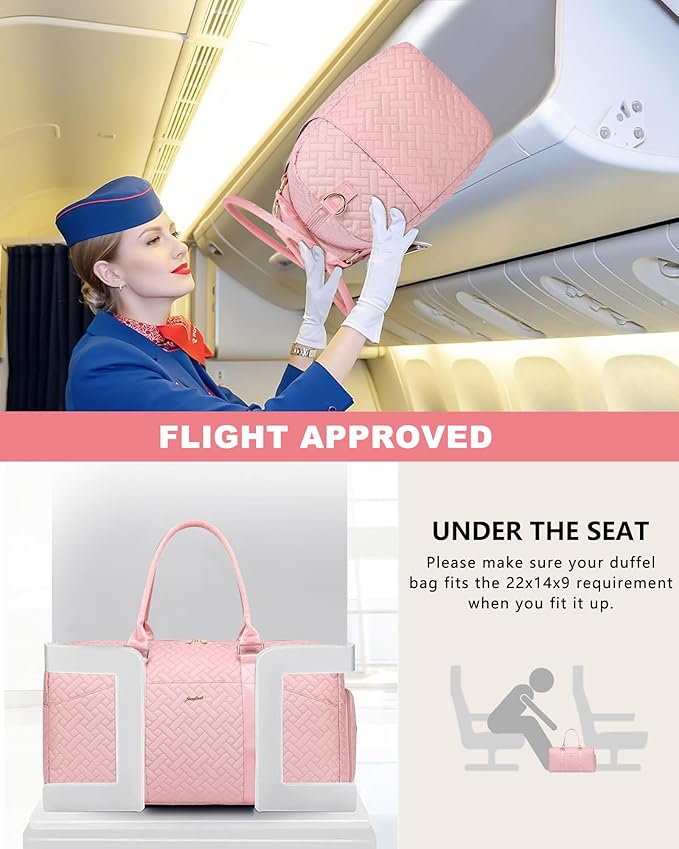 Women Duffle Weekender Travel Bag: Large Duffel Bags with Shoe Compartment Carry On Overnight Tote Bag with Wet Pocket Toiletry Bags Traveling Weekend Gym Yoga Hospital Bag for Labor and Delivery Pink