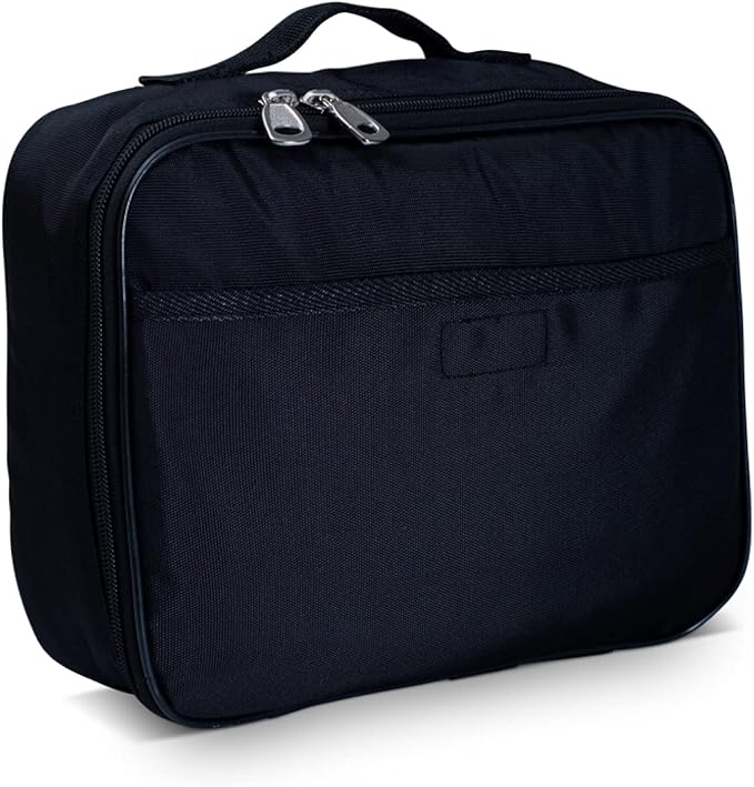 Fenrici Black Lunch Box for Boys, Girls, Kids, Teens, Men, Women Insulated Lunch Bag, Soft Sided Compartments, Spacious, BPA Free, Food Safe, 10.8in x 8.5in x 2.8in, Black