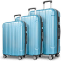 FOCHIER F Luggage Sets, Expandable 3 piece Hard Shell Luggage Set with TSA Lock, PC+ABS Hardside Travel Suitcase with Wheels for Women Men 20 24 28 Inch (Blue)