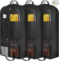 8" Gusseted Heavy Duty Garment Bags for Travel 43"" Suit Bags for Closet Storage Hanging Clothes Bag with Pockets Mens Suit Holder for Shirts, Coats, Dresses, 3 Pack