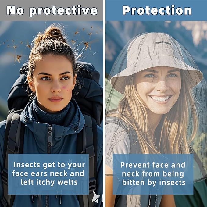 Oversized Mosquito Net 42 x 25 Inches Ultra Large Mosquito Head Net Face Neck Fly Mesh Netting Fits All Hats for Outdoor Camping Hiking Fishing Gardening Safari(Light Gray)