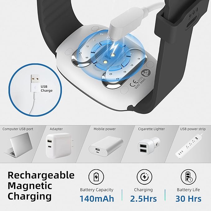 EmeTerm Fashion FDA-Cleared Relieve Nausea Electrode Stimulator Morning Sickness Motion Travel Sickness Vomit Relief Rechargeable No Gel Drug Free Wrist Bands Without Side Effects