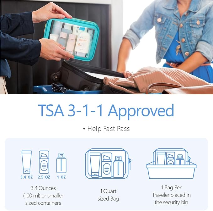 PACKISM TSA Approved Toiletry Bag - Upgrade Color-Edged Clear Makeup Bags, Clear Toiletry Bags For Traveling Fits Various Storage Needs