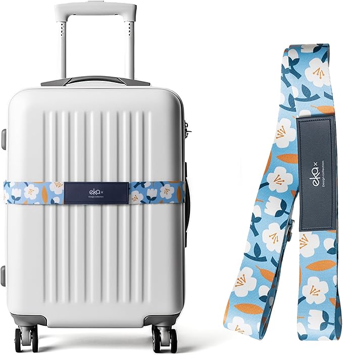 Luggage Straps for Suitcases,Adjustable Luggage Elastic Belt, Travel Essentials for Airport,Station, Vibrant Designs,(Kapok)