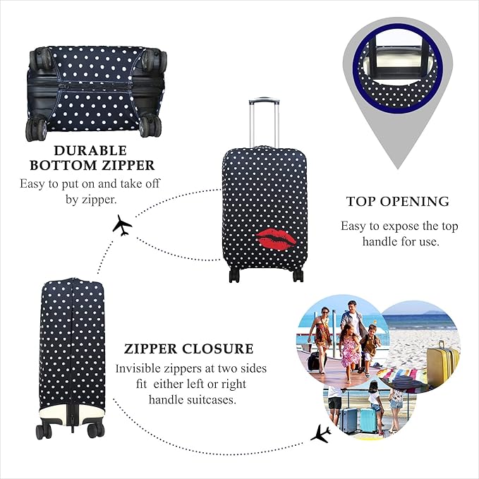 Explore Land Travel Luggage Cover Suitcase Protector Fits 18-22 Inch Case (Polkadot, S)