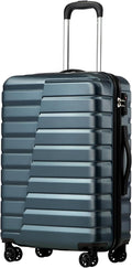 Coolife Larage Luaggage Hardside Expandable Suitcase with Spinner Wheels Checked 28-Inch（Teal Blue）