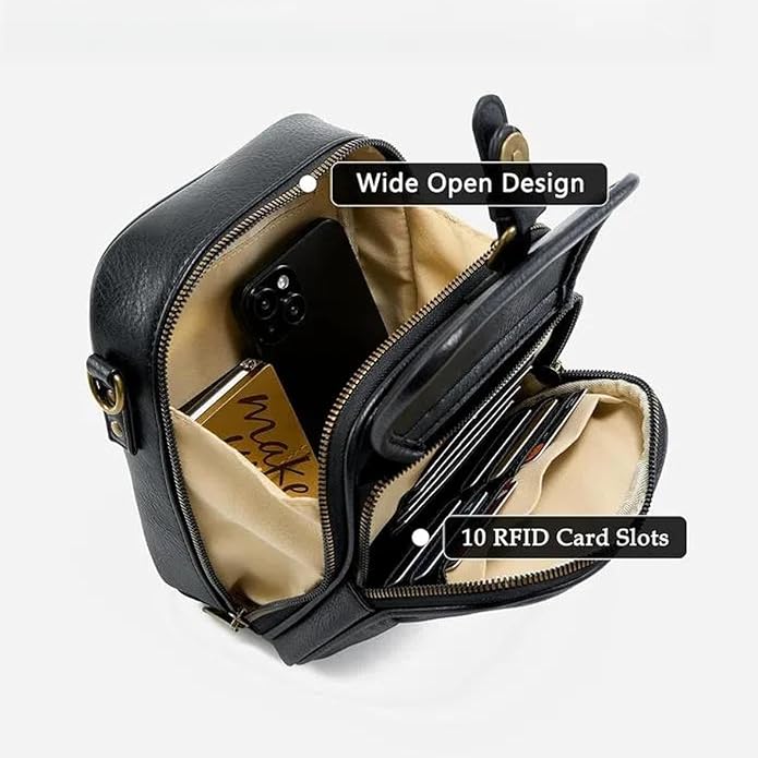 1060 Leather Crossbody Bags for Women Anti-Theft Vegan Purse with Card Slots, Travel Shoulder Bag, Waterproof Crossbody Purse