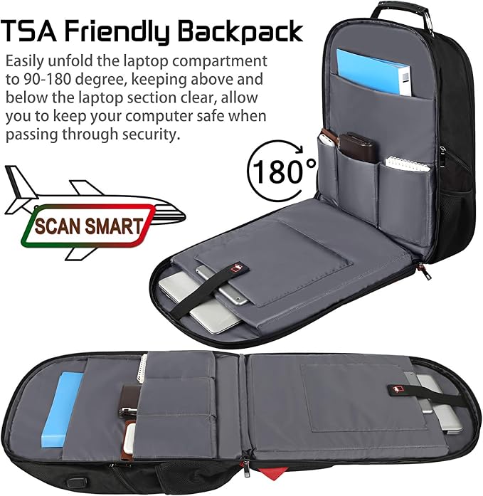 18.4 Inch Laptops Backpack, 55-60L Extra Large Travel Laptop Backpack with USB Charging Port, TSA Friendly Flight Approved and RFID Anti-Theft Pocket, Water Resistant Suiltable for Large Gaming Laptop
