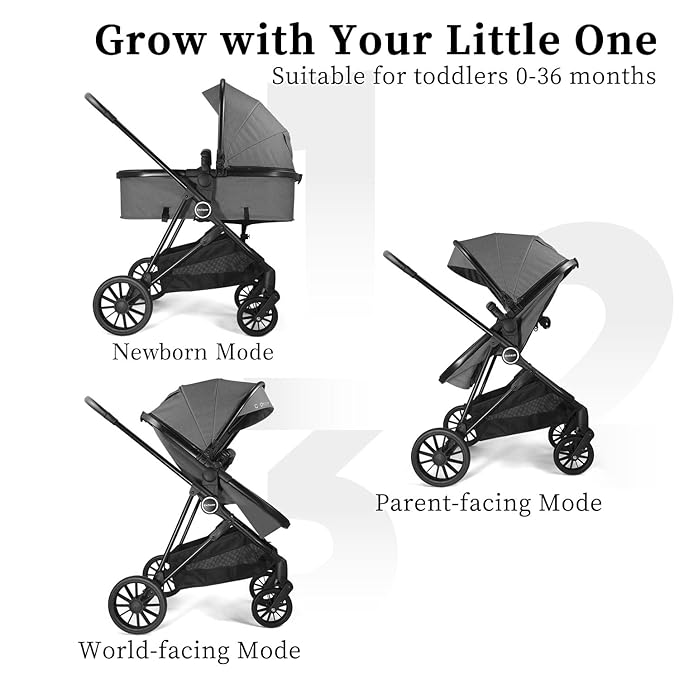 Lite 2.0 Baby Stroller with Newborn Mode, 2-in-1 Foldable Infant Stroller with Reversible Seat and UPF 50+ Canopy