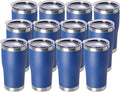 DOMICARE 20oz Stainless Steel Tumblers with Lid, Powder Coated Tumbler, Double Wall Vacuum Insulated Coffee Travel Mug(Dark Blue, 12)