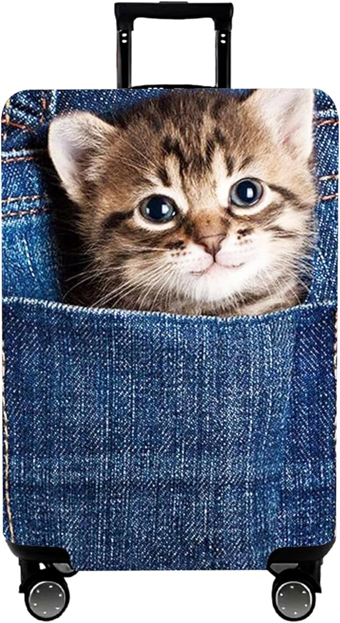 WUJIAONIAO Travel Luggage Cover Baggage Suitcase Cover Protector Skins 18-32 Inch (Cat B, L (for 25-28 inch luggage))