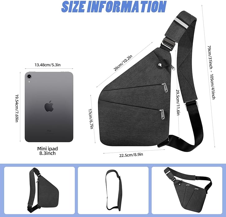 Anti Theft Crossbody Bag,Anti Theft Travel Bag for Women Men,Sling Crossbody Bag for Travel, Sport, Work