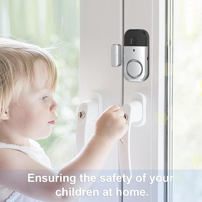 Door Window Alarm Sensors - Door Alarms for Kids Safety, Door Alarms for Home Security, for Home, Office, Store, Garage, Dorm Room, Apartment, RV, Silver Gray, 6 Pack
