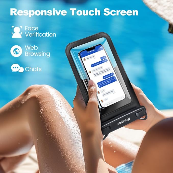 [Up to 10"] Large Waterproof Phone Pouch Bag - 2 Pack Waterproof Phone Case for iPhone 16 15 14 Pro Max Galaxy S25 S24 Ultra, IPX8 Cellphone Water Protector Pouch Beach Essentials Travel Must Haves