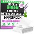 Rockin' Green Hard Rock Travel Laundry Detergent Sheets for Hard Water - Mess-Free Laundry Sheet Detergent with Sodium Bicarbonate - Easily Dissolvable Laundry Soap Sheets (104 Loads, Lavender Mint)
