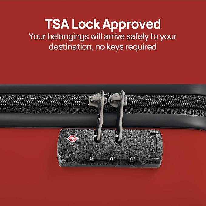 Carry on Luggage 22 X 14 X 9 Airline Approved, 20 Inch Luggage for 3-5 Days Travel, Double Spinner Wheels, 100% Hardshell PC, TSA Lock (06-Raspberry (Basic), Checked 28-Inch)
