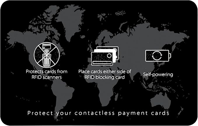 SaiTech IT 5 Pack RFID Blocking Card NFC Contactless Debit/Credit Card ATM Passport Protector ideal for Men & women slim with World map design perfectly fit in wallet(Black)