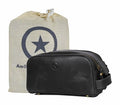 10" Premium Leather Toiletry Travel Pouch With Waterproof Lining Black Color | King-Size Handcrafted Vintage Dopp - Kit ~ Gift for Father's Day By Aaron Leather Goods