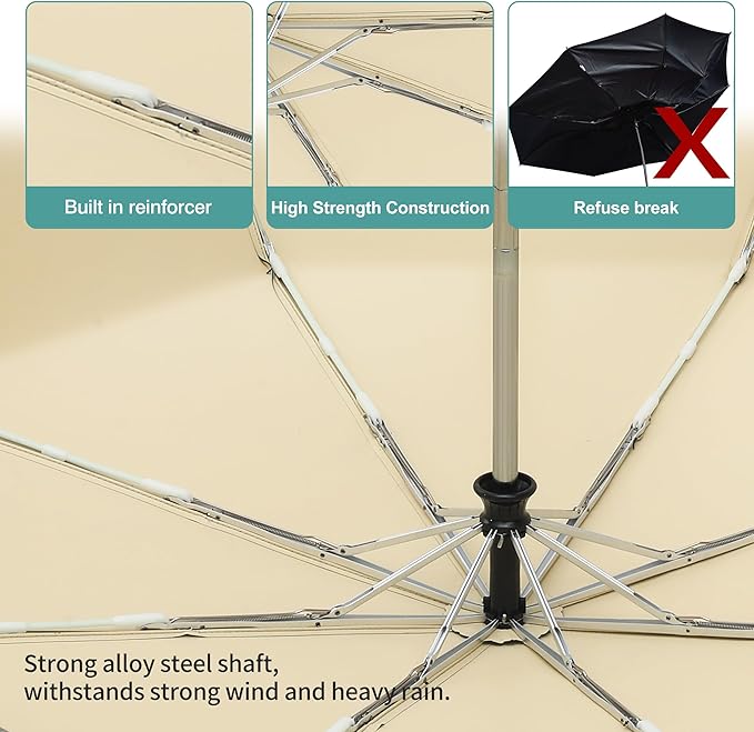 Color Glue Coating Sun Umbrella UV Protection Compact Folding Windproof Parasols Travel Auto Open Close Blocking UV 99.98%