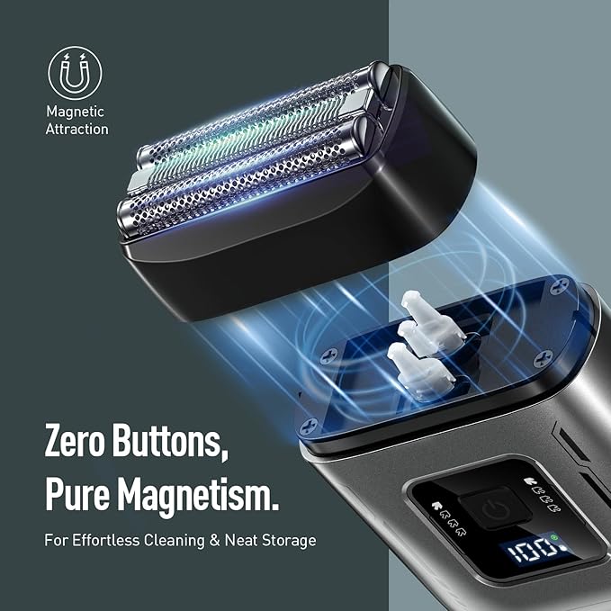 Professional Foil Shaver for Men: Cordless Electric Razor with High-Speed Dual Blades, Rechargeable USB-C, IPX6 Travel-Friendly/Home Use & Waterproof